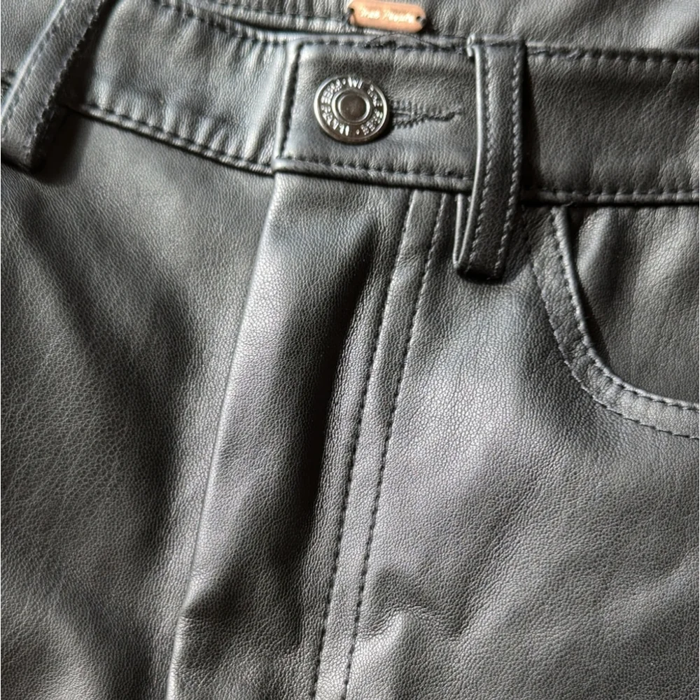 Free People Vegan Leather High Waisted Seamed Skinny Pant Black Women's Sz 29